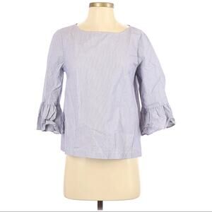 Madewell Stripe Jewel Neck Bell Sleeve Blouse Blue